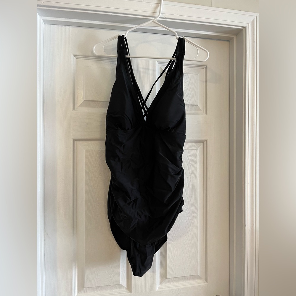 Black one piece bathing suit
